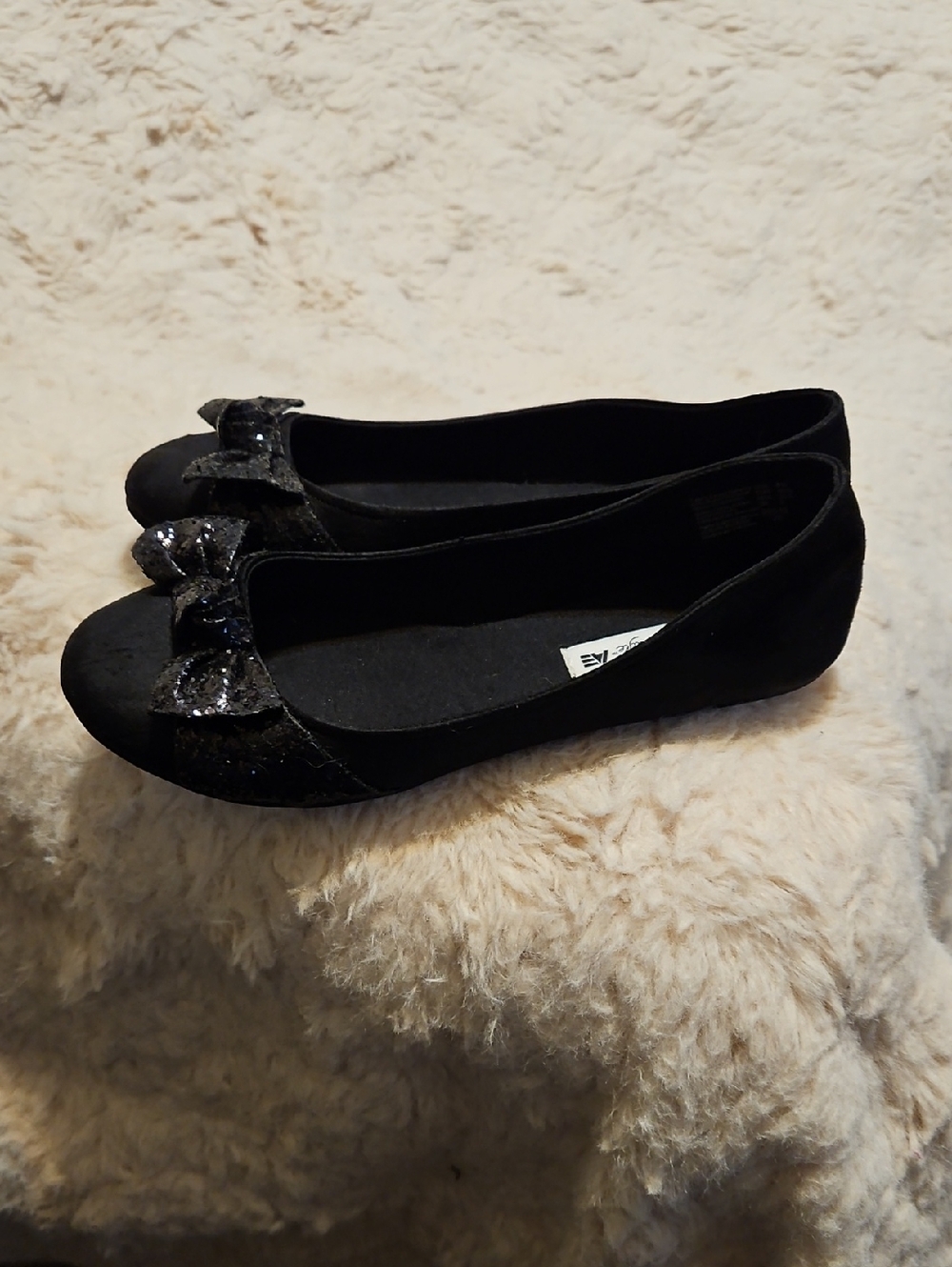 American Eagle Outfitters Black Sequin Bow Ballet Flats